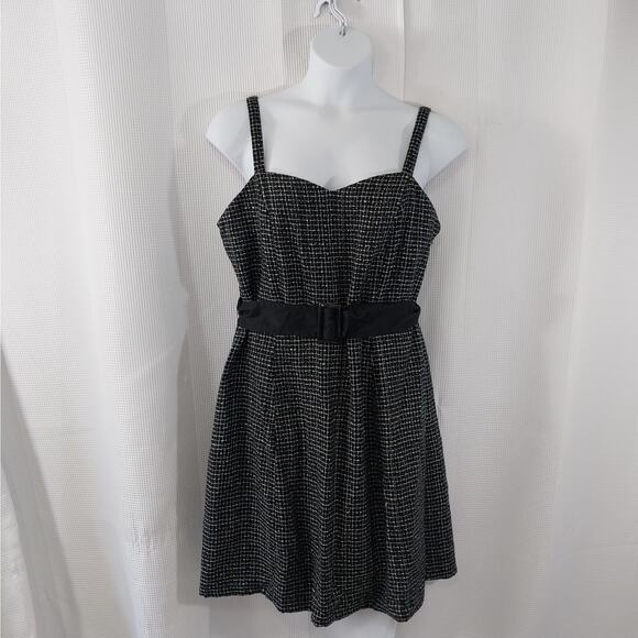 LANE BRYANT! BLACK, WHITE NUBBY TWEED P MINI PLAID ADJUSTABLE STRAP DRESS! SZ 18 - Picture 2 of 8